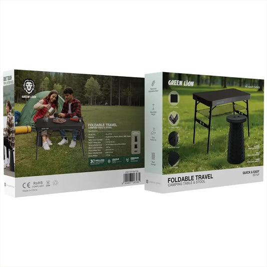 Green Lion Foldable Travel Camping Table & Stool