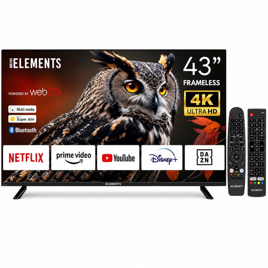 KB ELEMENTS 43-Inch UHD 4K Smart Frameless LED TV with Dolby Audio