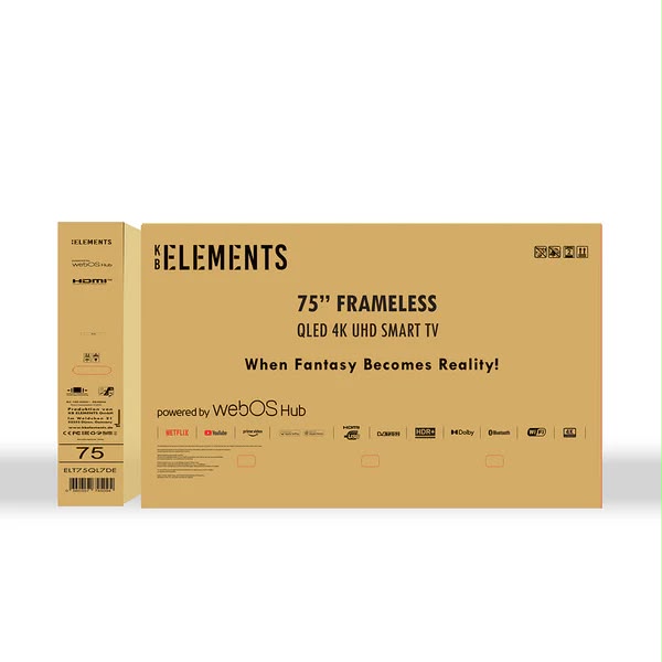 ELEMENTS 75″ QLED UHD 4K HDR+ TV SMART FRAMELESS