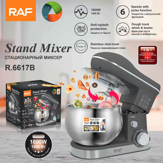 RAF 3 in 1 Stand Mixer 1800w 5L Cake Bread Dough Mixer R6617