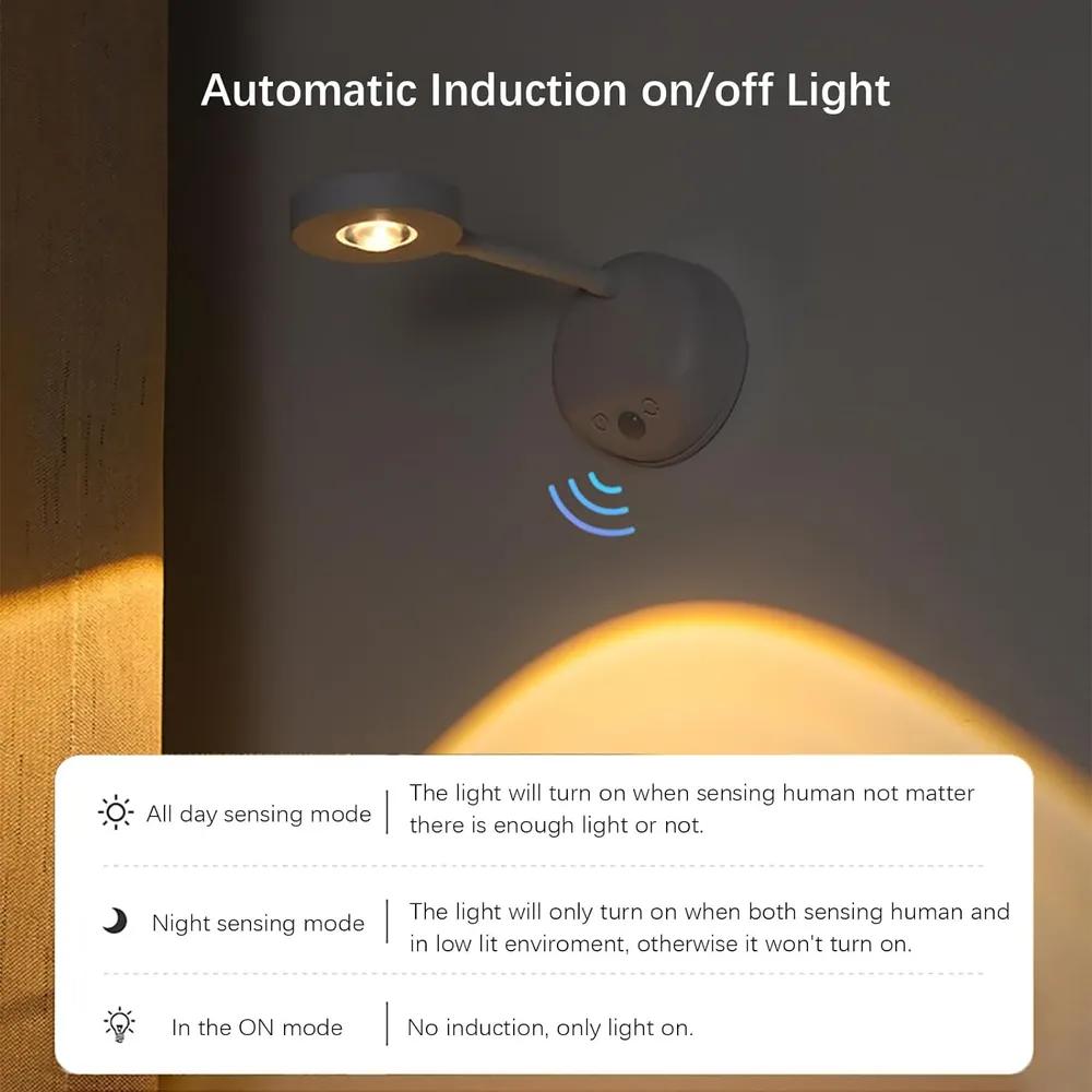 360 Recheargable Sensor LED Spotlight Adjustable