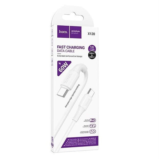 HOCO DATA CABLE X120 FAST CHARGE 60W TYPE-C TO TYPE-C - WHITE