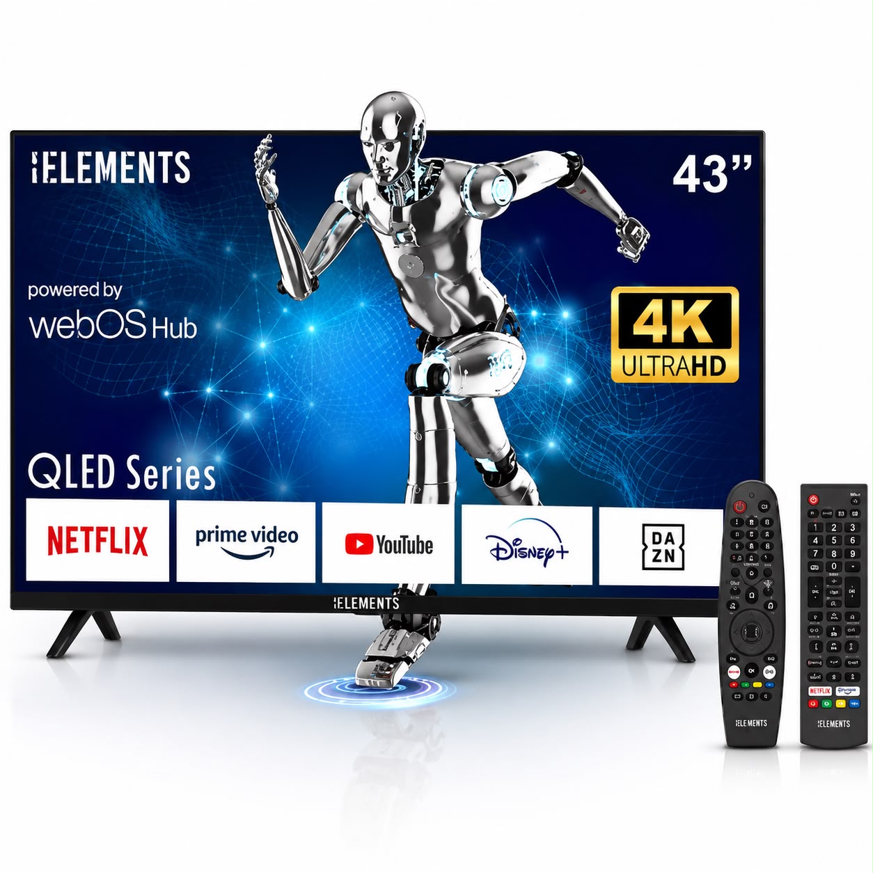 KB Elements 43-Inch QLED UHD 4K HDR+ Smart Frameless TV with WebOS