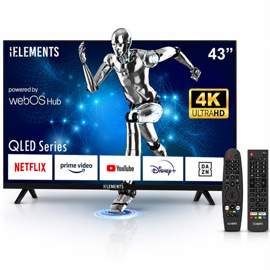 KB Elements 43-Inch QLED UHD 4K HDR+ Smart Frameless TV with WebOS
