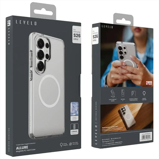 Levelo Allure MagSafe PC Hard Case for S26 Ultra - Transparent